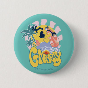 DAFFY DUCK™ Surfing - Gnarly 6 Cm Round Badge