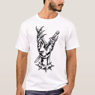 Dagger through demon hand tattoo design T-Shirt