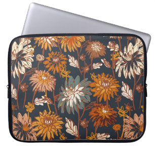 Dahlia and chrysanthemums bold seamless pattern, a laptop sleeve