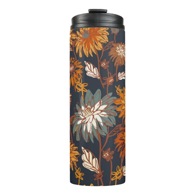 Dahlia and chrysanthemums bold seamless pattern, a thermal tumbler (Front)