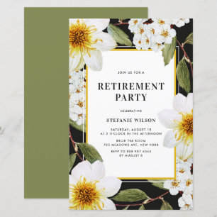 Dahlia and Spirea Botanical Retirement Invitation