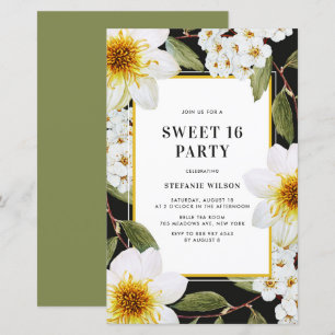 Dahlia and Spirea Botanical Sweet 16 Invitation