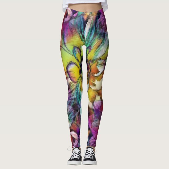 Dahlia Aquarelle Leggings (Front)