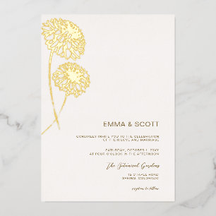 Dahlia Art Sketch Gold Modern Fall Wedding Gold
