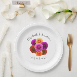 Dahlia Autumn Floral Wedding Paper Plate