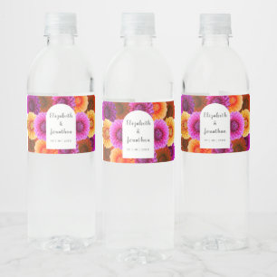 Dahlia Autumn Floral Wedding Water Bottle Label