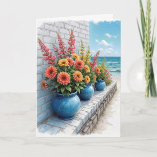 Dahlia Beach Pots Thinking of You Card