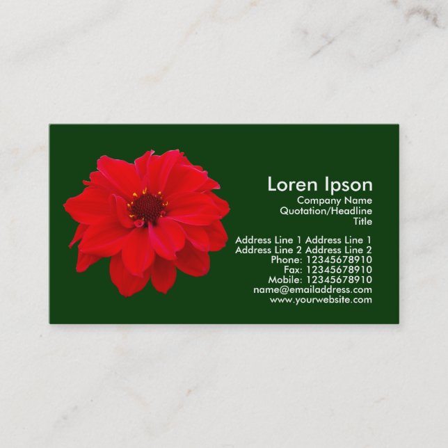 Dahlia, Bishop of Llandaff - Dark Green (003300) Business Card (Front)