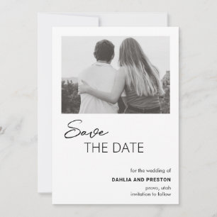 Dahlia Black and White Contemporary Modern Wedding Save The Date