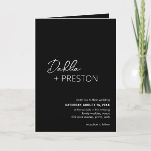Dahlia Black Contemporary Modern Wedding Invitation