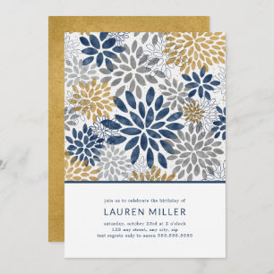 Dahlia Blooms birthday party invitation