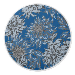 Dahlia Blue Taupe Ceramic Pull