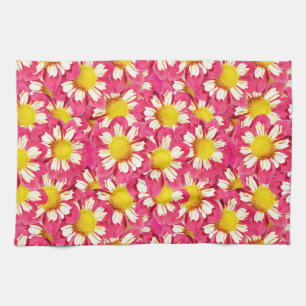 Dahlia bouquet - coral and white with yellow tea towel