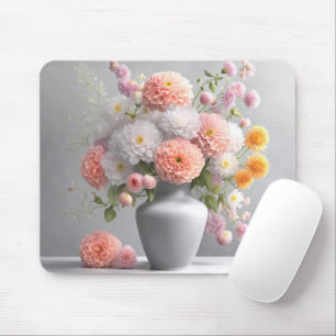 Dahlia Bouquet In Grey Vase Mouse Mat