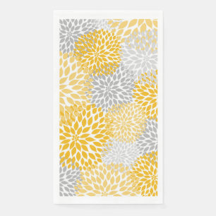 Dahlia Bouquet - mustard yellow paper guest towels Napkin