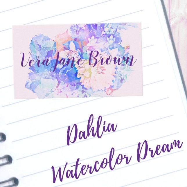 Dahlia Bouquet Watercolor Business Card (Creator Uploaded)