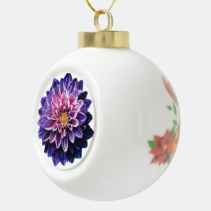Dahlia Ceramic Ball Christmas Ornament