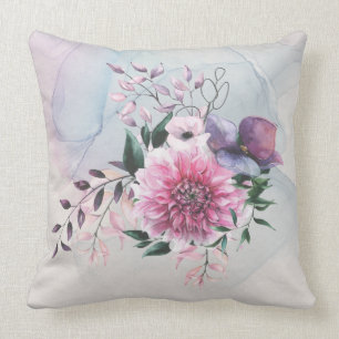 Dahlia Cool Colours Traditional Throw Pillow