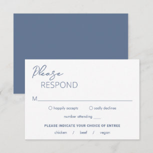 Dahlia Dusty Blue Contemporary Modern Wedding RSVP Card