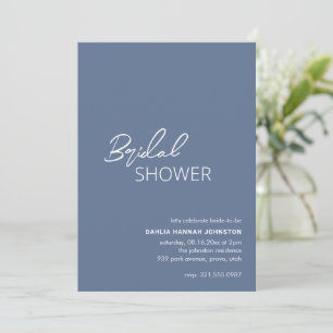 Dahlia Dusty Blue Modern Bridal Shower Invitation