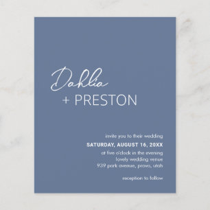 Dahlia Dusty Blue Modern Budget Wedding Invitation Flyer