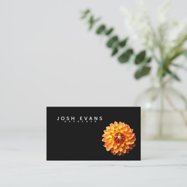 Dahlia Floral Minimalist US Business Card (Standing Front)