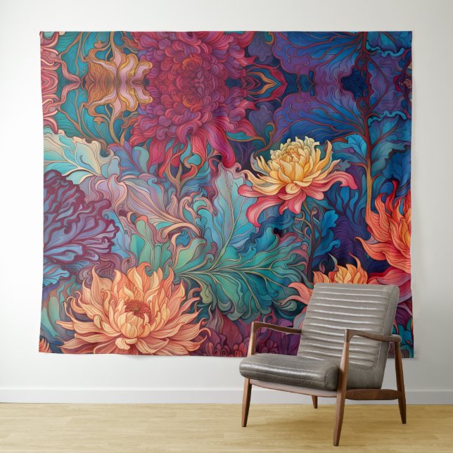 Dahlia Floral Tapestry (In Situ (Horizontal))