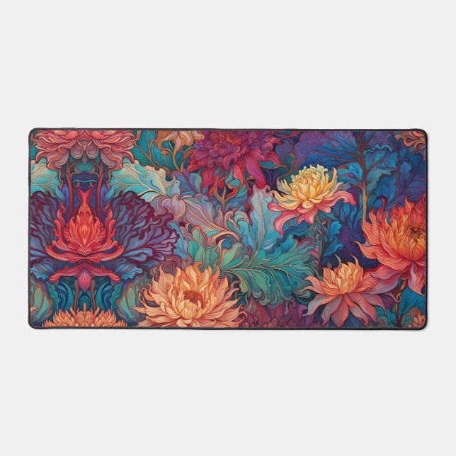 Dahlia Floral Tapestry Desk Mat (Front)