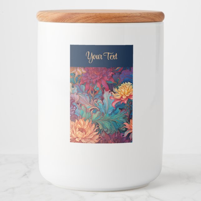 Dahlia Floral Tapestry Food Label (Front)