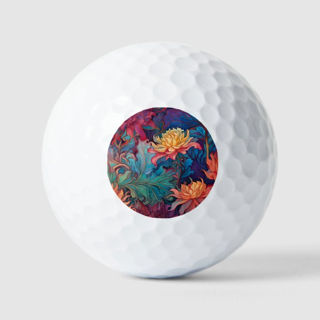 Dahlia Floral Tapestry Golf Balls (Front)