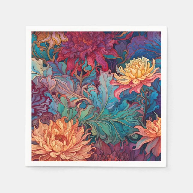 Dahlia Floral Tapestry Napkin (Front)
