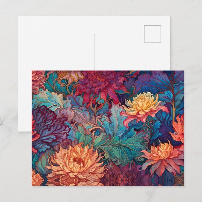 Dahlia Floral Tapestry Postcard (Front/Back)