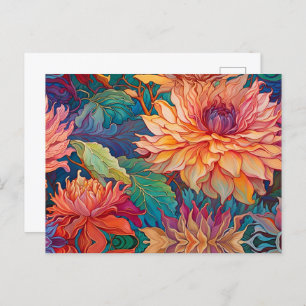 Dahlia Floral Tapestry Postcard