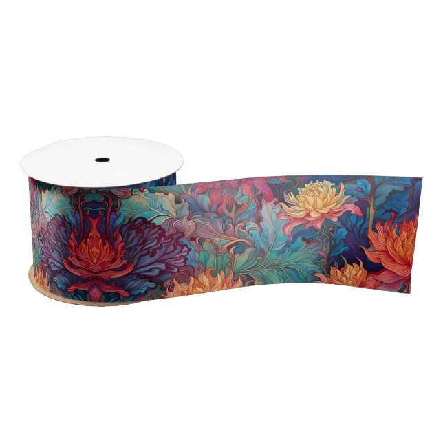 Dahlia Floral Tapestry Satin Ribbon (Spool)