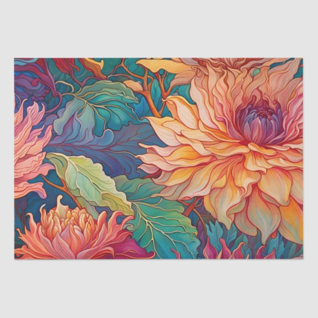 Dahlia Floral Tapestry Tissue Paper (Front)