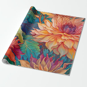 Dahlia Floral Tapestry Wrapping Paper