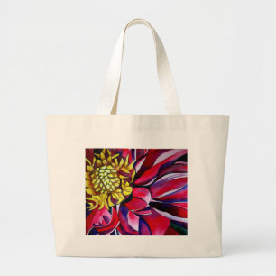 Dahlia flower abstract original flower art large tote bag