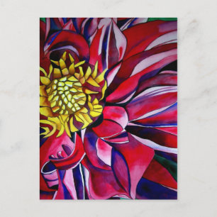 Dahlia flower abstract original flower art postcard