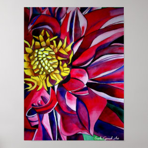 Dahlia flower abstract original flower art poster