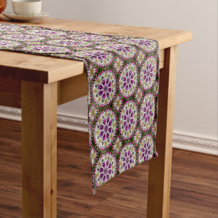 Dahlia Flower Abstract Pattern      Short Table Runner