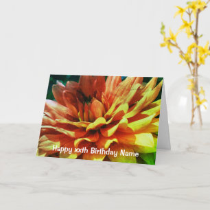 Dahlia Flower Abstract Personalised Birthday  Card