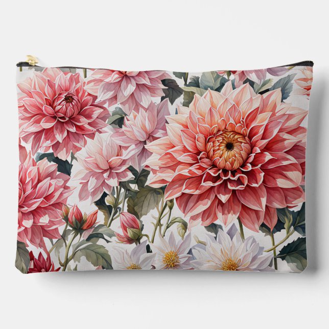 Dahlia flower accessory pouch (Front)
