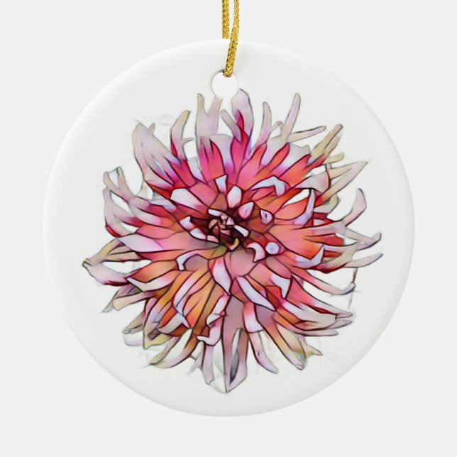 DAHLIA FLOWER CERAMIC TREE DECORATION (Front)