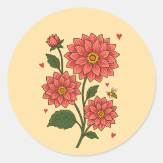 Dahlia Flower Classic Round Sticker