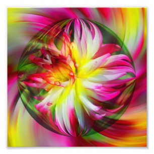 Dahlia Flower Floral Abstract Art 8x8 Photo Print