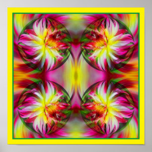 Dahlia Flower Floral Abstract Art Poster