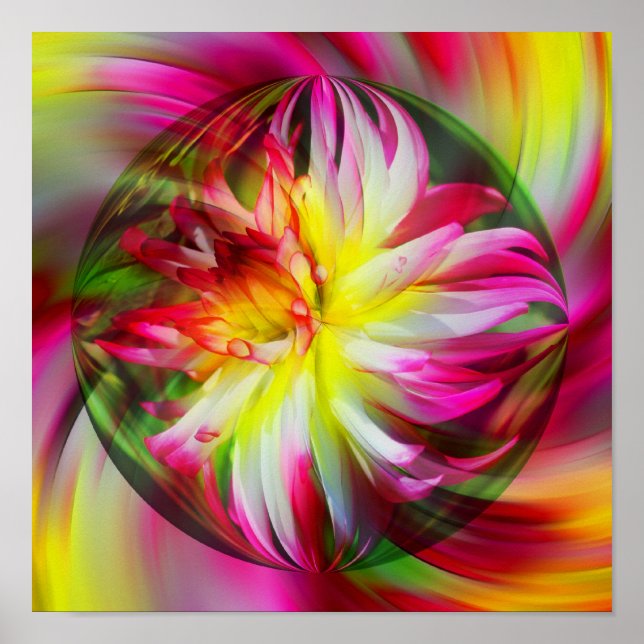 Dahlia Flower Floral Abstract Art Poster (Front)