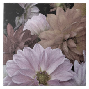 Dahlia Flower Garden Abstract Floral Ceramic Tile