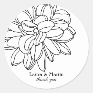 Dahlia flower head, modern simple design  invitati classic round sticker