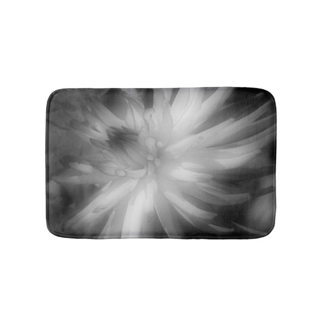Dahlia Flower In Black And White Bath Mat (Front)
